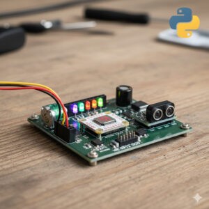 Une carte électronique programmée en Python (image générée par IA)